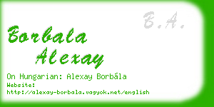 borbala alexay business card